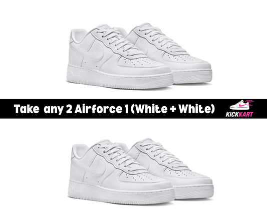 🤍 Kick Combos – White + White Air Force 1 Duo
