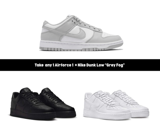 🩶 Kick Combos – Air Force 1 + Grey Fog Dunk Duo