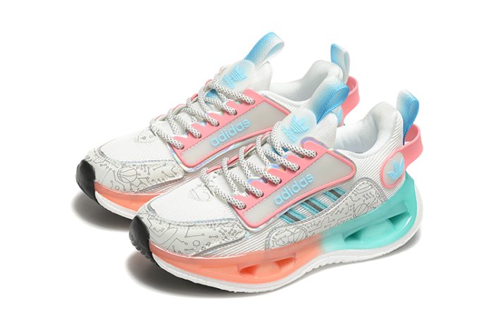 💚 Kids – Adidas Marathon 9 Running Sneakers – White & Green Neon