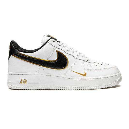 ✨ Nike Air Force 1 ’07 LV8 “Double Swoosh” – White/Black/Gold