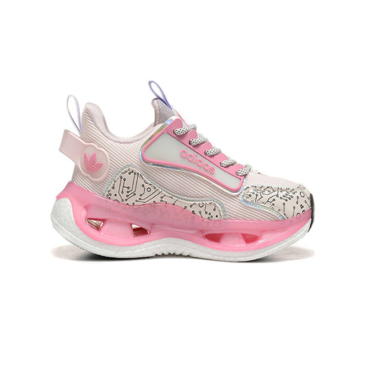 🌸 Kids – Adidas Marathon 9 Running Sneakers – White & Rose Pink