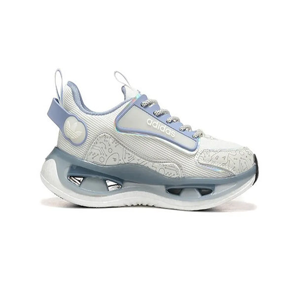 💙 Kids – Adidas Marathon 9 Running Sneakers – White/Grey/Blue